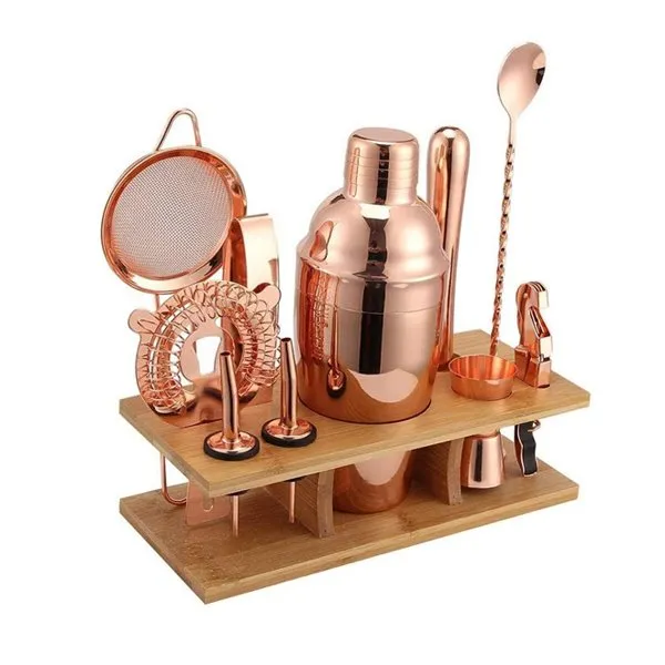 Copper Cocktail Set with Stand