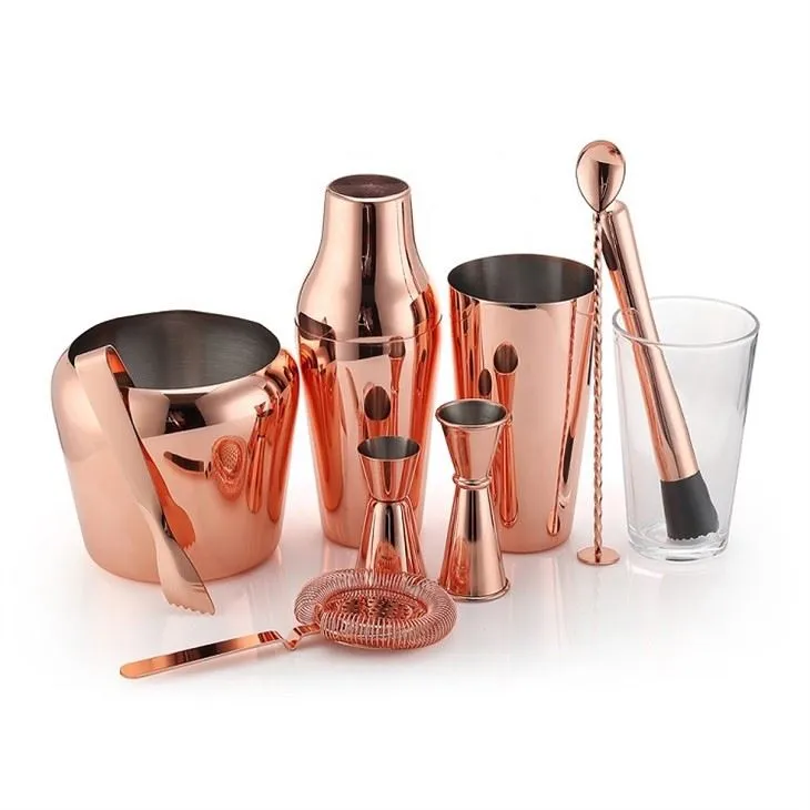 Pwofesyonèl Copper Cocktail Fè Set